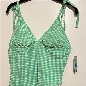 Time and Tru Mint Gingham One Piece Swimsuit